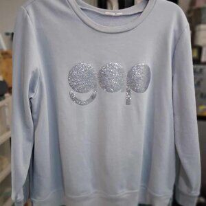 GAP logo sweatshirt, Lt blue, LARGE, Slit hem, ribbed wrists, neckline and hem